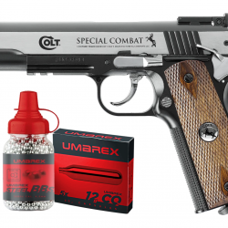 Pack Pistolet à plombs Colt Combat Classic Dark Ops - Cal. 4.5 Bb's et accessoires
