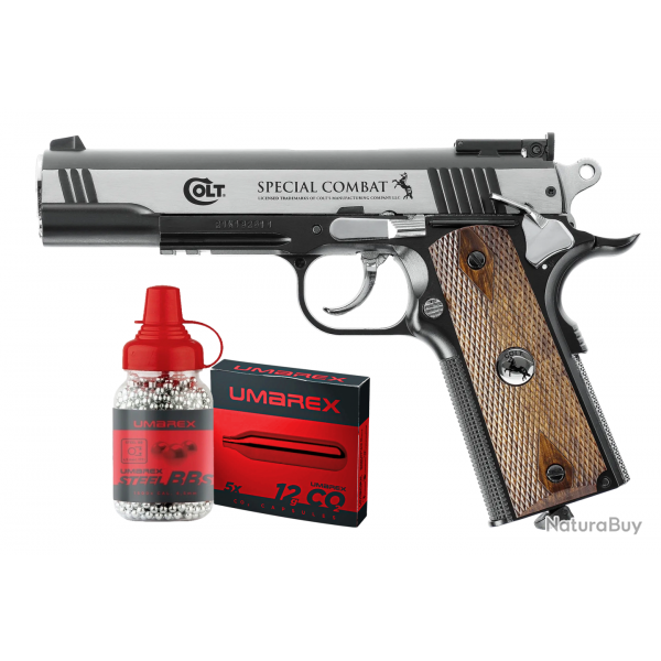 Pack Pistolet  plombs Colt Combat Classic Dark Ops - Cal. 4.5 Bb's et accessoires
