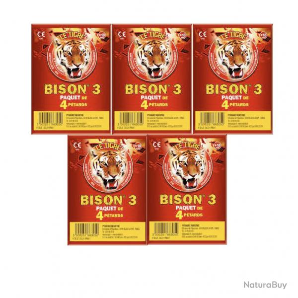 Bison 3 - 5X Paquet de 4 Ptard  mche Bison 3 - Artifice
