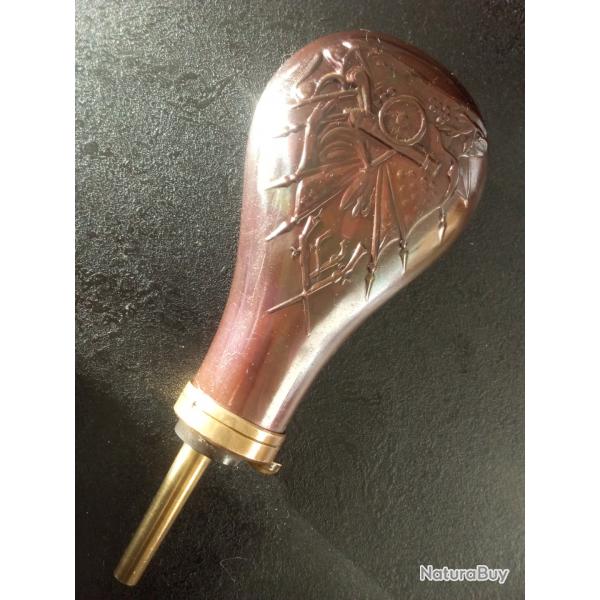Poire  poudre US avec gravure  et canon couleur bronze