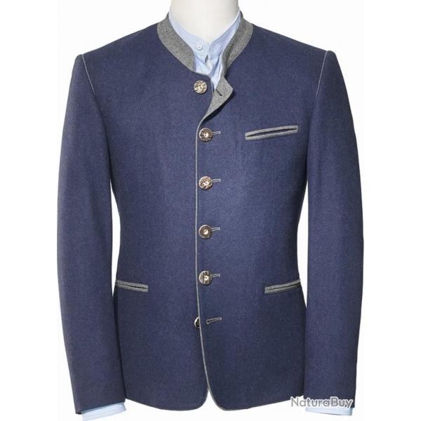 Veste autrichienne traditionnelle homme bleu et gris S