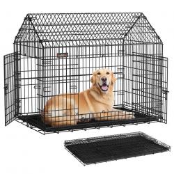 Cage pour chien pliable cage de transport 120 x 72,5 x 109 cm métal grands chiens avec double porte
