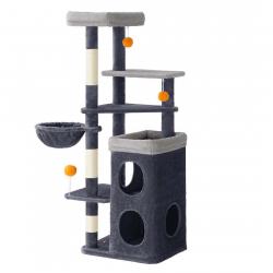 Arbre à chat 152 cm de haut tour de jeux pour chat à plusieurs niveaux avec 2 grandes niches 1 hama