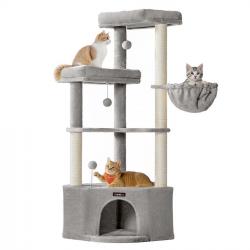 Arbre à chat 48,5 x 48,5 x 140,7 cm tour de jeux pour chats avec niche grandes plateformes balles e