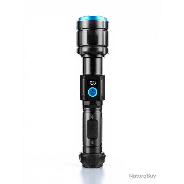 Lampe torche LED 100000 Lumens 7 modes d'éclairage, Etanche, Batterie 5000 mAh