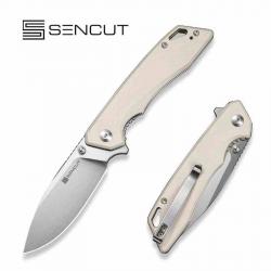 Couteau SENCUT Stratex Lame Acier 9Cr18MoV Manche G10 Ivory Liner Lock Clip IKBS S250552