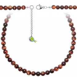 Collier en oeil de boeuf ou taureau - Perles rondes 8 mm - 50 cm