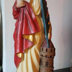 Grande Sculpture Statue Sainte Barbe Heliopolis Barbara Mineurs Pompiers foudre religieux