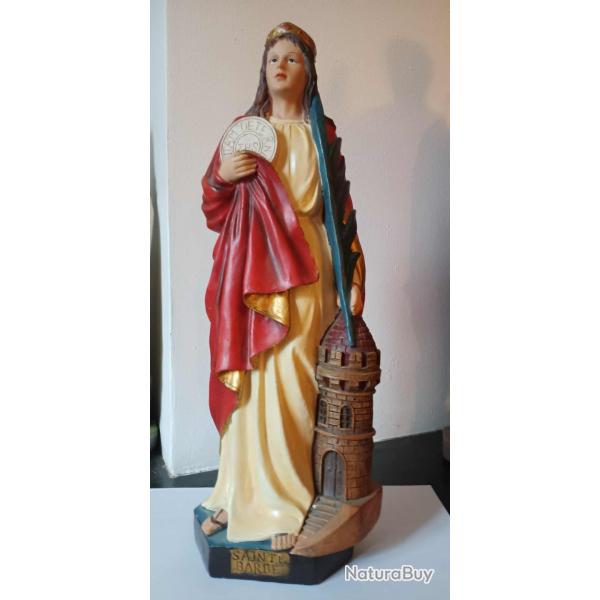 Grande Sculpture Statue Sainte Barbe Heliopolis Barbara Mineurs Pompiers foudre religieux