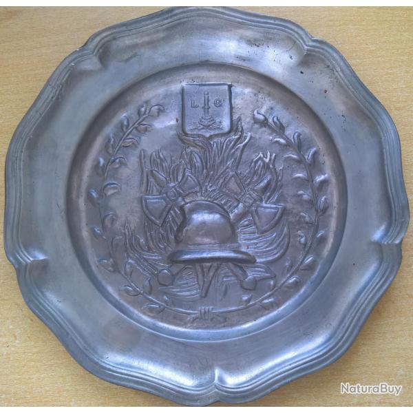Assiette en tain Sapeurs-pompiers de Lige