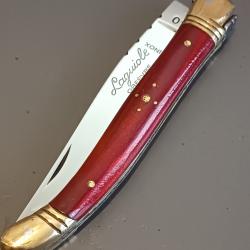 COUTEAU LAGUIOLE PIRONIN, THIERS, manche BOIS, guilloché, en 11 cm.