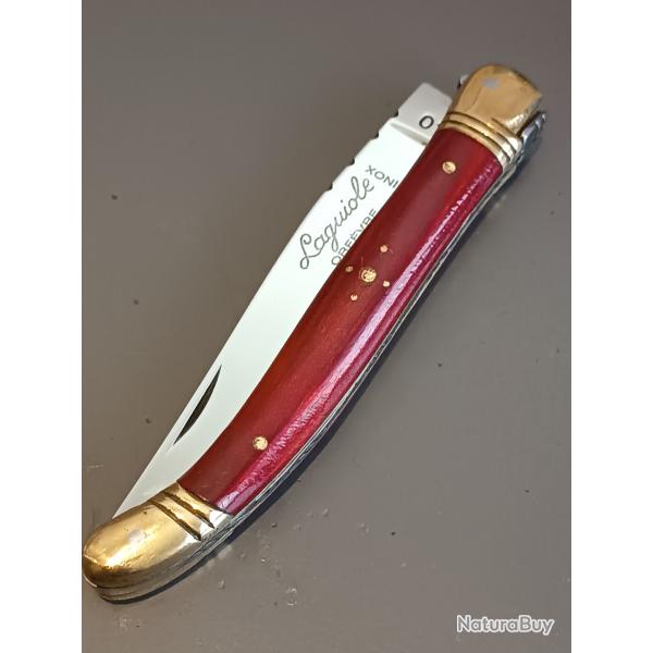 COUTEAU LAGUIOLE PIRONIN, THIERS, manche BOIS, guilloché, en 11 cm.