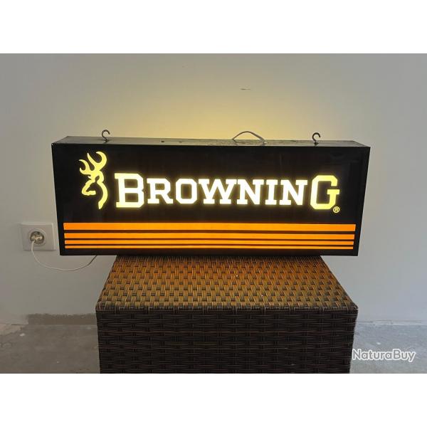 Enseigne Lumineuse Néon BROWNING Collection Objet Publicitaire Pub 1970 Arme Armurerie