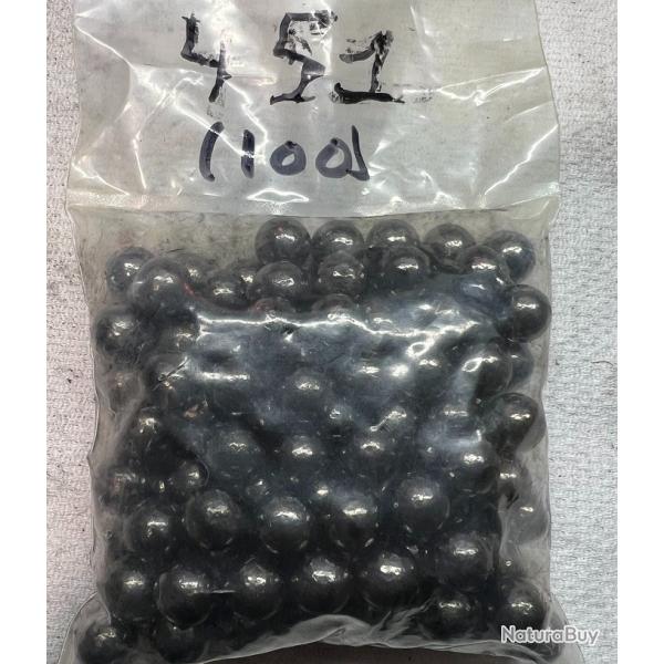 100 Balles rondes de calibre 44, diamtre 451 roules au graphite