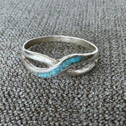 Bague argent entrelacée - taille 55 - pierre turquoise
