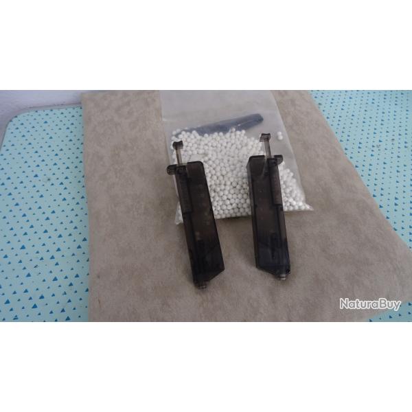 2 chargeurs de billes seringue air soft plus sachet billes