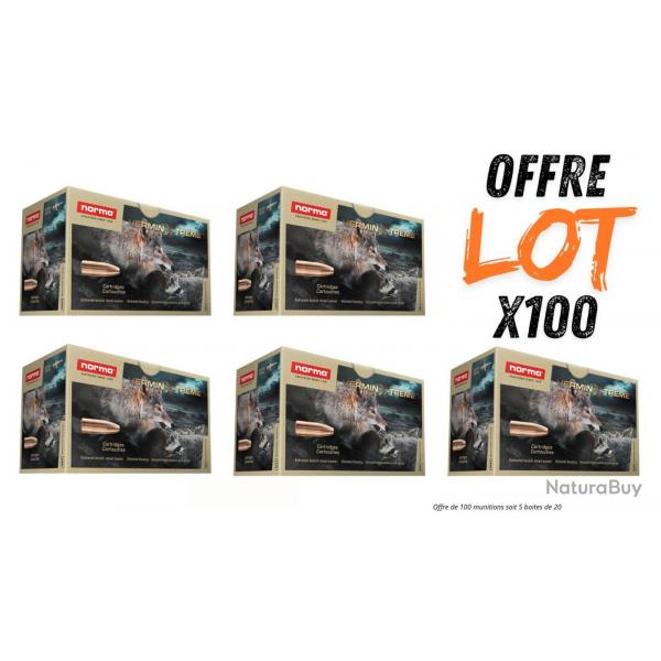 Lot munitions Norma Varmint Xtreme 55g - Cal. 222 Rem - X100 munitions