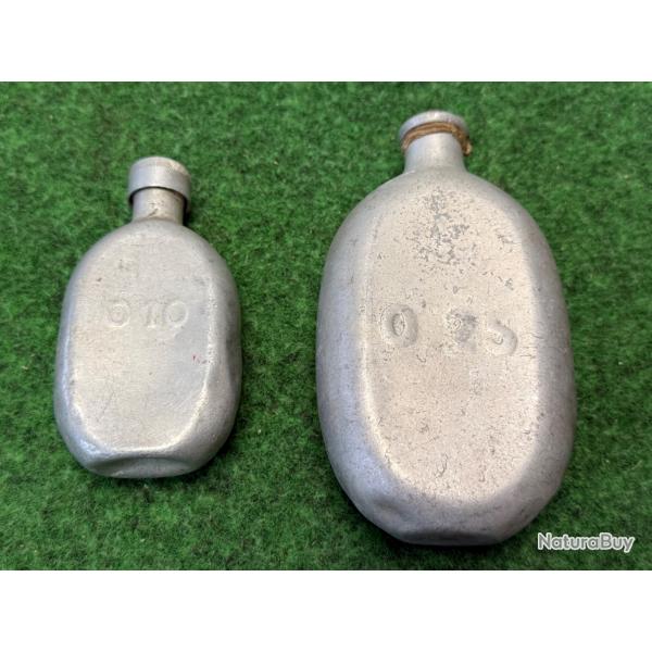 2 PETITE  BOUTEILLES  EN ALU  POUR L'ALCOOL    GUERRE DE  1914 / 1918