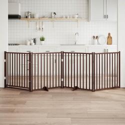 Barrière pour chiens avec porte 4 panneaux bois de sapin massif