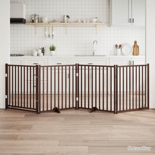 Barrire pour chiens avec porte 4 panneaux bois de sapin massif