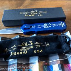 Piranha Excalibur OTF Knife blue Double Action Automatic (CPM S30V Stonewash), neuf