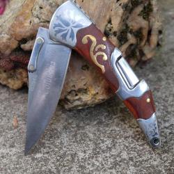 Couteau Gentleman Lame Acier Inox Manche Bois Style Navaja Sécurité Lockback Columbia 001