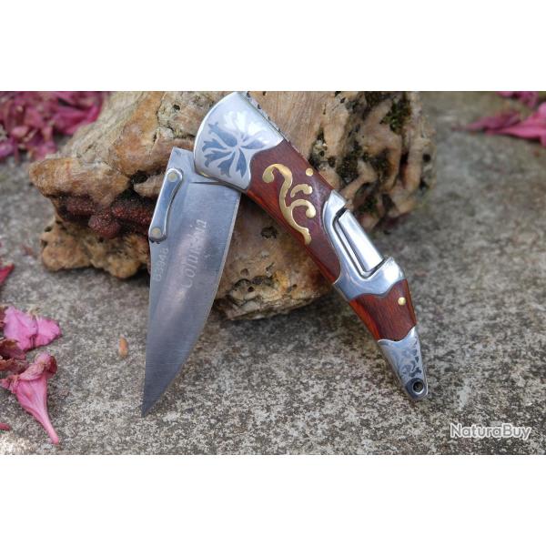 Couteau Gentleman Lame Acier Inox Manche Bois Style Navaja Scurit Lockback Columbia 001