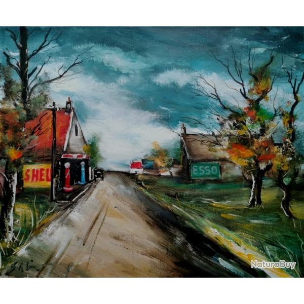 Tableau peinture huile sur toileLa route aux environs d'Alenon