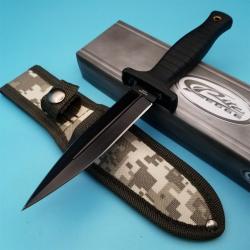 Couteau de Combat Tactical Botte Lame Dague Acier Inox Manche Abs Etui Nylon Rite Edge