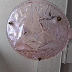 Suspension en verre teinté rosé Style Art Déco motif feuilles