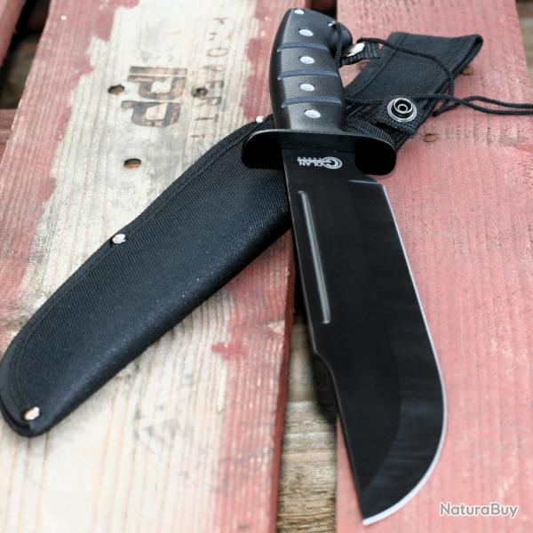 Couteau de Chasseur de Croco Bowie Survival Sabre de Pirate Lame Acier 420 Etui Nylon