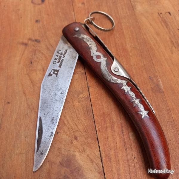 Ancien Couteau  Palme OKAPI MADE IN SOUTH AFRICA Manche en Bois