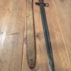 Baïonnette Springfield mod. 1905 WW1 1918 avec fourreau cuir