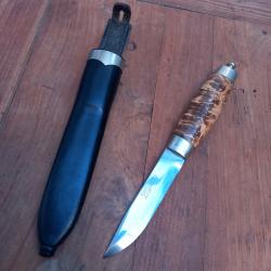 Joli Couteau PUUKKO BRUSLETTO Manche en Résine Fourreau en cuir