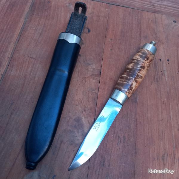 Joli Couteau PUUKKO BRUSLETTO Manche en Rsine Fourreau en cuir