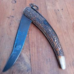 Grand et Solide Couteau CORNILLON GRAVIER A RIOM Manche en Bois de Cerf