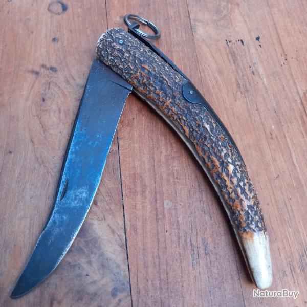 Grand et Solide Couteau CORNILLON GRAVIER A RIOM Manche en Bois de Cerf