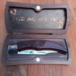 Joli Couteau Portuguais MARTINS PALACOULO INOX Manche en Bois avec Écrin en Bois