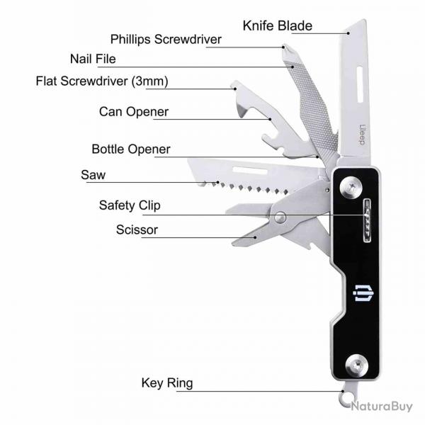 Couteau Outil Multi-tool SHIELDON MulTitan Tool Lame Acier Inoxydable ABS SHIAK01