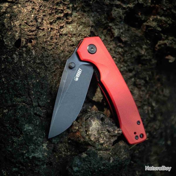 Couteau Pliant KUBEY Calyce Red Lame Acier 14C28N Manche G10 Liner Lock IKBS KUB901X