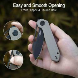 Couteau KUBEY Royal Kaki Lame Acier 14C28N Plaquettes G10 Liner Lock IKBS KUB321V