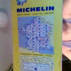 Carte Michelin avec relief - Clermont Ferrand - Lyon - 73 -