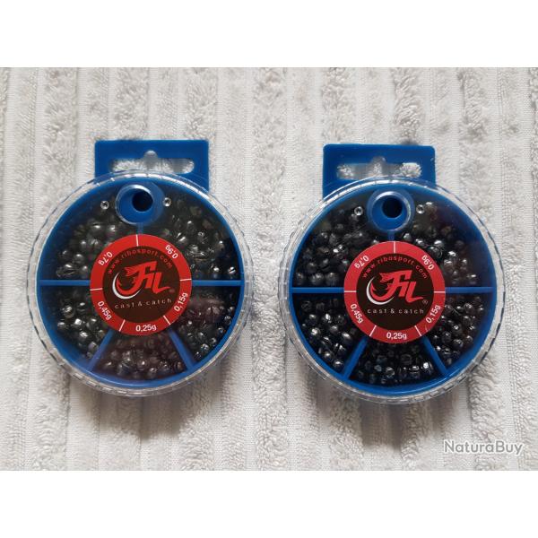 Lot de 2 boites de plombs mélange 100g Filfishing