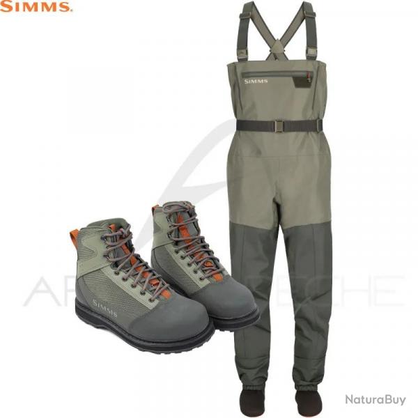 Pack waders SIMMS Tributary Basalt + chaussures caoutchouc