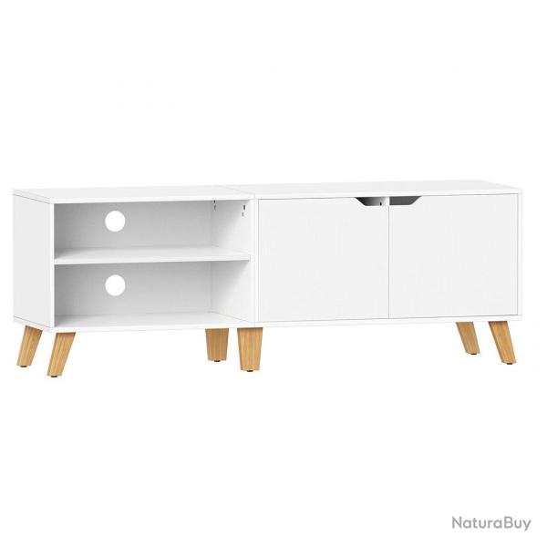 Meuble TV 2 portes support télé avec étagères réglables pour télévisions 60 pouces salon salle à ma