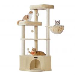 Arbre à chat 485 x 485 x 1407 cm tour de jeux pour chats avec niche grandes plateformes balles en p