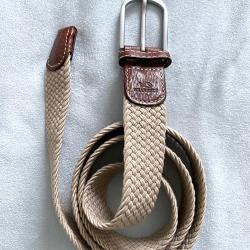 Ceinture tressé beige / cuir marron surpiqué Nature et Découvertes 110 cm