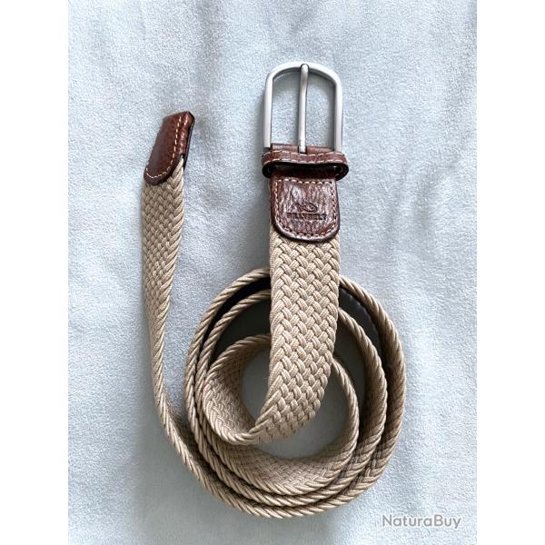 Ceinture tressé beige / cuir marron surpiqué Nature et Découvertes 110 cm