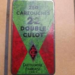 BOITE METAL ANCIENNE CARTOUCHERIE FRANCAISE 250 CARTOUCHES 22 DOUBLE CULOT  BOITE VIDE