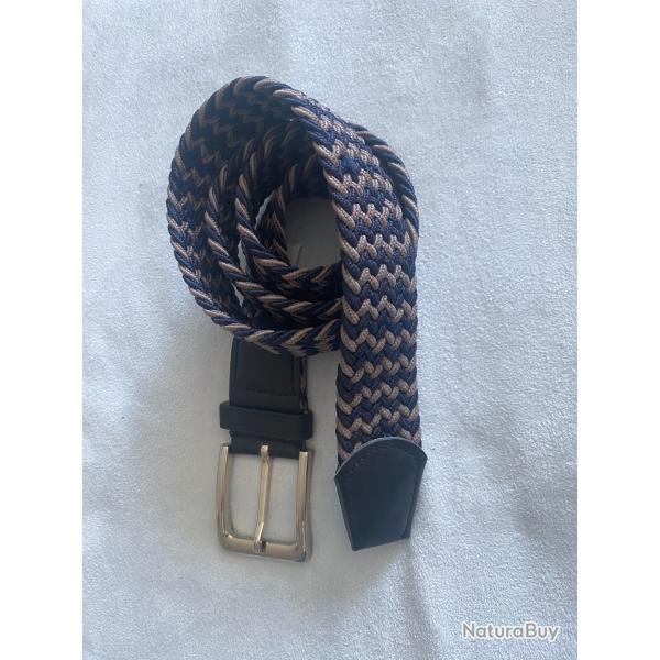 Ceinture tressé élastique marron/ marine neuve T 110 cm 110 cm·Neuf
